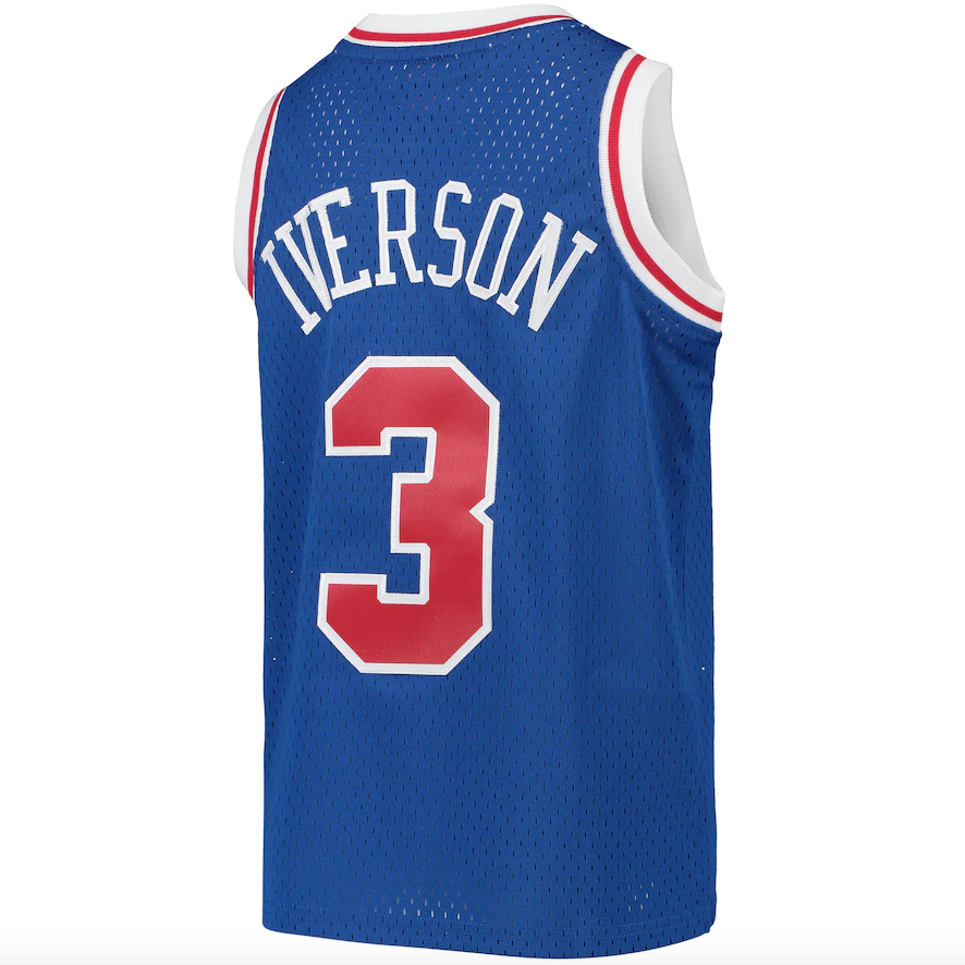 Youth Mitchell & Ness Allen Iverson Royal Blue 1996-97 Hardwood Classics Swingman Throwback Jersey