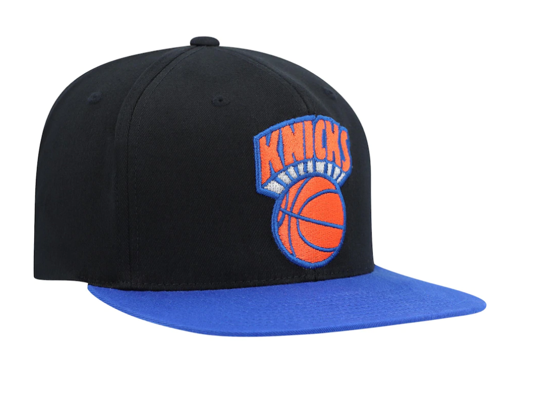 Mitchell & Ness New York Knicks Black and Blue 2 Tone Classic Snapback Cap