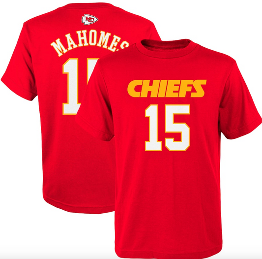 Youth Kansas City Chiefs Patrick Mahomes Red Mainliner Player Name & Number T-Shirt - Pro Jersey Sports