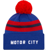 Men's Detroit Pistons New Era Blue 2020/21 City Edition Pom Cuffed Knit Hat - Pro Jersey Sports