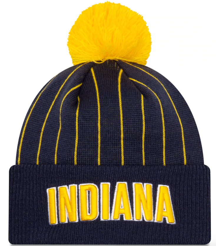 Men's Indiana Pacers New Era Navy 2020/21 City Edition Pom Cuffed Knit Hat