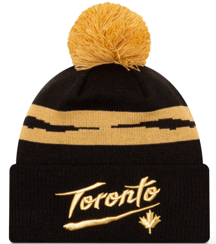 Men's Toronto Raptors New Era Black 2020/21 City Edition Pom Cuffed Knit Hat