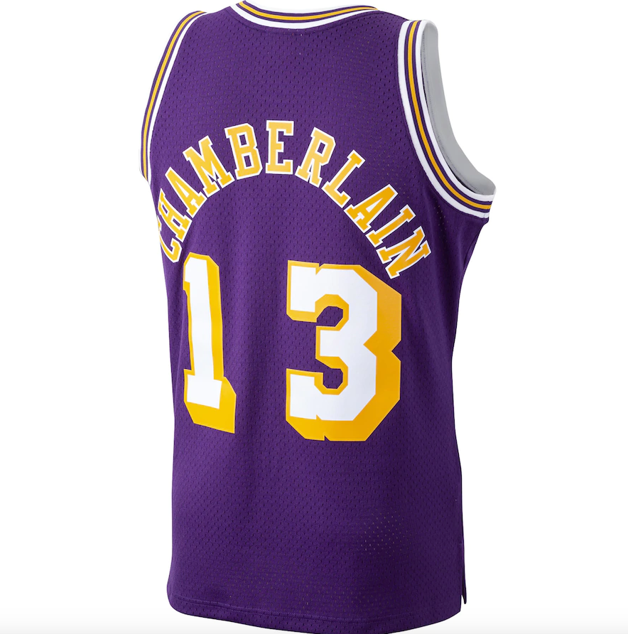 Men's Los Angeles Lakers Wilt Chamberlain Mitchell & Ness Purple 1971-72 Hardwood Classics Swingman Player Jersey