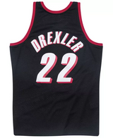 Men's Clyde Drexler Portland Trail Blazers Mitchell & Ness Black/Red/White Hardwood Classics Swingman Jersey - Pro Jersey Sports