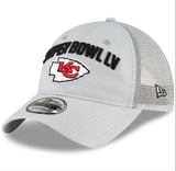 Men's Kansas City Chiefs New Era Gray Super Bowl LV Bound Trucker 9TWENTY Snapback Adjustable Hat - Pro Jersey Sports