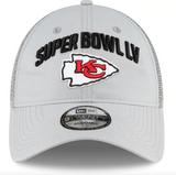Men's Kansas City Chiefs New Era Gray Super Bowl LV Bound Trucker 9TWENTY Snapback Adjustable Hat - Pro Jersey Sports