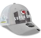 Men's Kansas City Chiefs New Era Gray/White Super Bowl LV Bound Trucker 9FORTY Snapback Adjustable Hat - Pro Jersey Sports