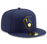 Men's Milwaukee Brewers New Era Navy Home Authentic Collection On-Field 59FIFTY Fitted Hat - Pro Jersey Sports