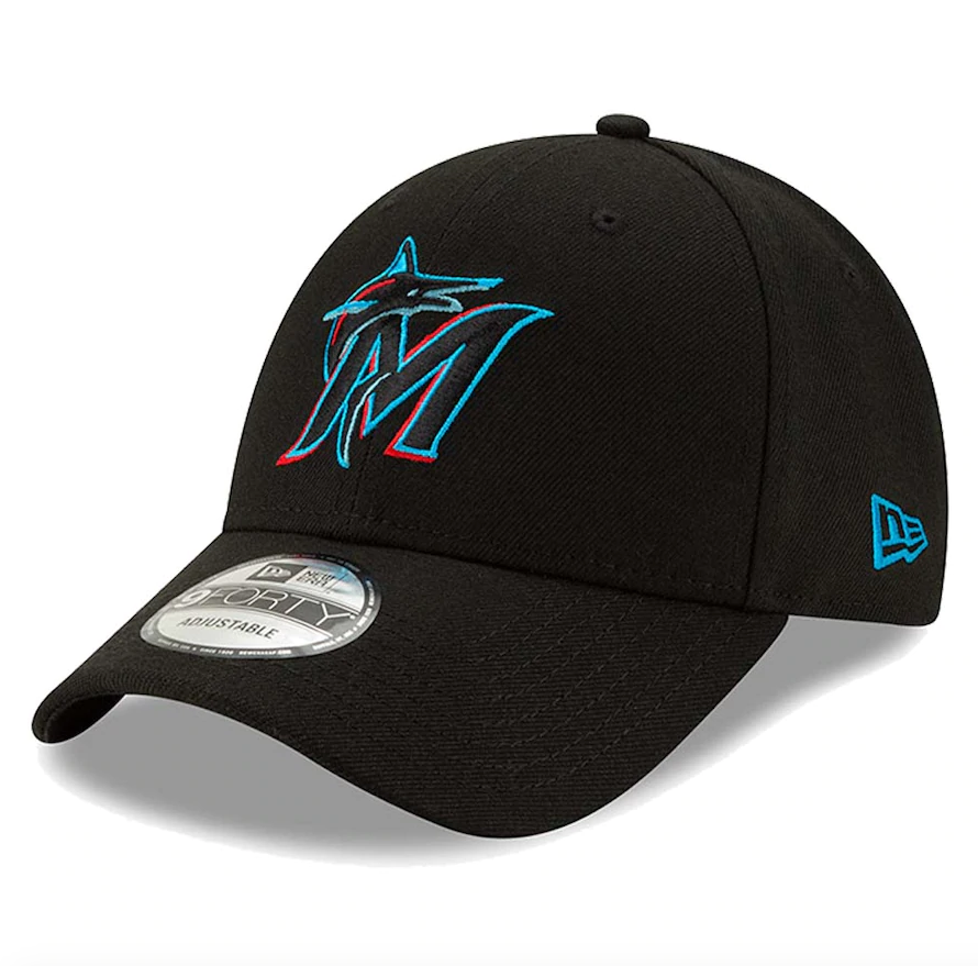Men's Miami Marlins New Era Black The League 9FORTY Adjustable Hat