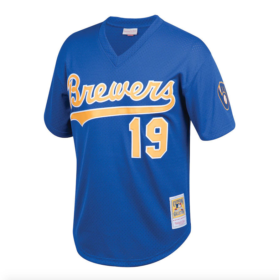 Men's Milwaukee Brewers Robin Yount Mitchell & Ness Royal Cooperstown Collection 1991 Mesh Batting Practice Jersey