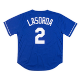 Men’s Mitchell & Ness Los Angeles Dodgers Tommy Lasorda 1995 Authentic Replica Blue Mesh Batting Practice Jersey - Pro Jersey Sports