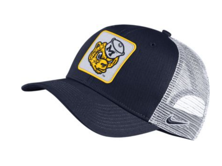 Nike Michigan Wolverines Vintage Logo Navy/White Classic99 Adjustable Mesh Back Hat