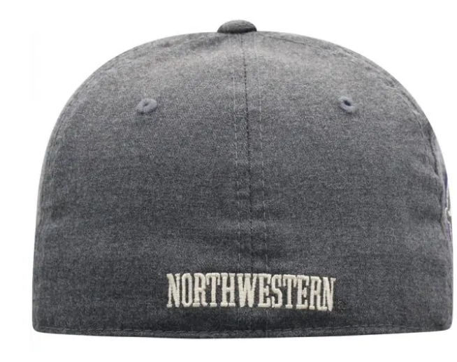 Northwestern University Wildcats Top Of The World Constructed Dressy Grey One Fit Fabric Hat with Stylized N Design