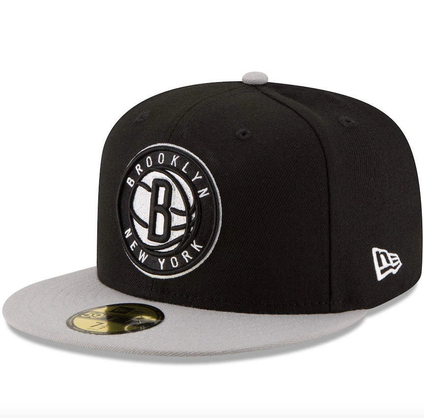 Men's Brooklyn Nets New Era Black/Gray Official Team Color 2Tone 59FIFTY Fitted Hat - Pro Jersey Sports