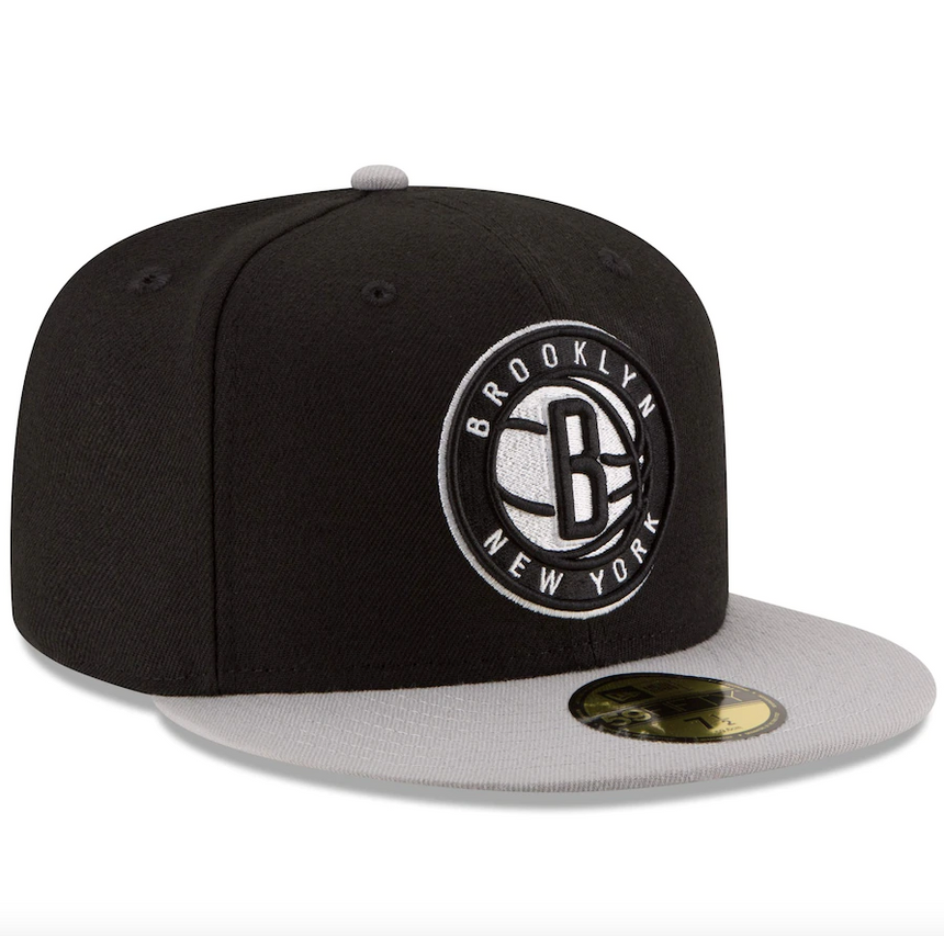 Men's Brooklyn Nets New Era Black/Gray Official Team Color 2Tone 59FIFTY Fitted Hat - Pro Jersey Sports