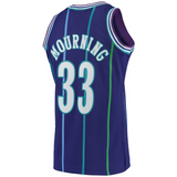 Men’s Alonzo Mourning Charlotte Hornets 1994-95 Purple Swingman Replica Jersey By Mitchell & Nessi - Pro Jersey Sports