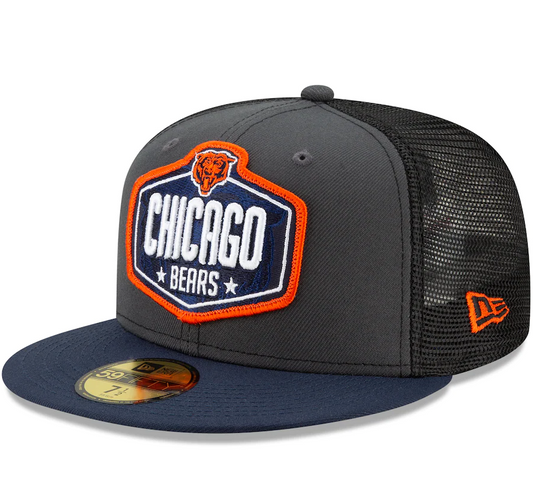 Men's Chicago Bears New Era Graphite/Navy 2021 NFL Draft On-Stage 59FIFTY Fitted Hat
