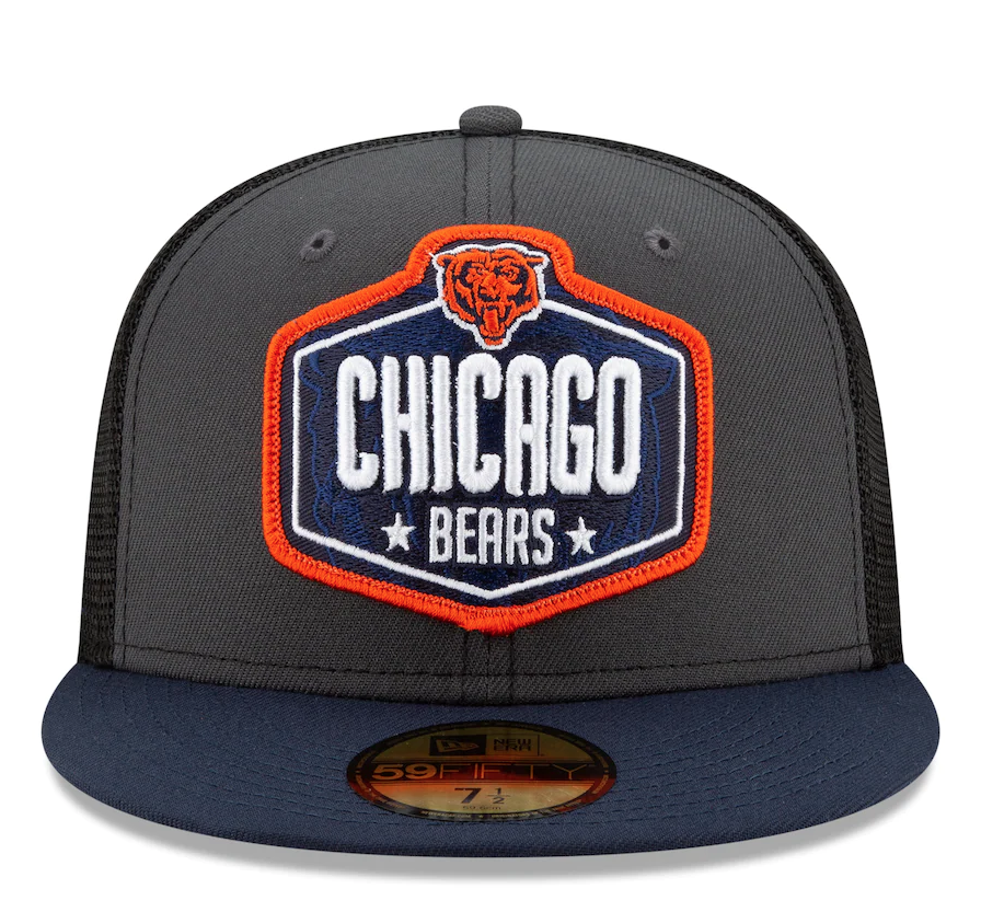 Men's Chicago Bears New Era Graphite/Navy 2021 NFL Draft On-Stage 59FIFTY Fitted Hat