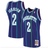 Men’s Larry Johnson Charlotte Hornets 1994-95 Purple Swingman Replica Jersey By Mitchell & Ness - Pro Jersey Sports