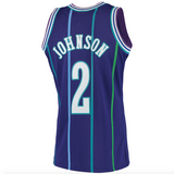 Men’s Larry Johnson Charlotte Hornets 1994-95 Purple Swingman Replica Jersey By Mitchell & Ness - Pro Jersey Sports