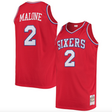 Mens Philadelphia 76ers Moses Malone Mitchell & Ness Red 1982-83 Hardwood Classics Swingman Jersey - Pro Jersey Sports