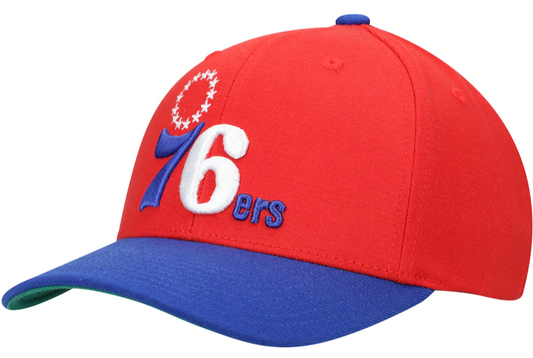 Men's Mitchell & Ness Red/Royal Philadelphia 76ers Hardwood Classics Wool Two-Tone Redline Snapback Hat - Pro Jersey Sports