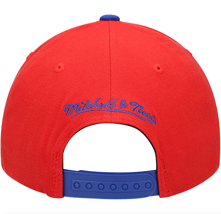 Men's Mitchell & Ness Red/Royal Philadelphia 76ers Hardwood Classics Wool Two-Tone Redline Snapback Hat