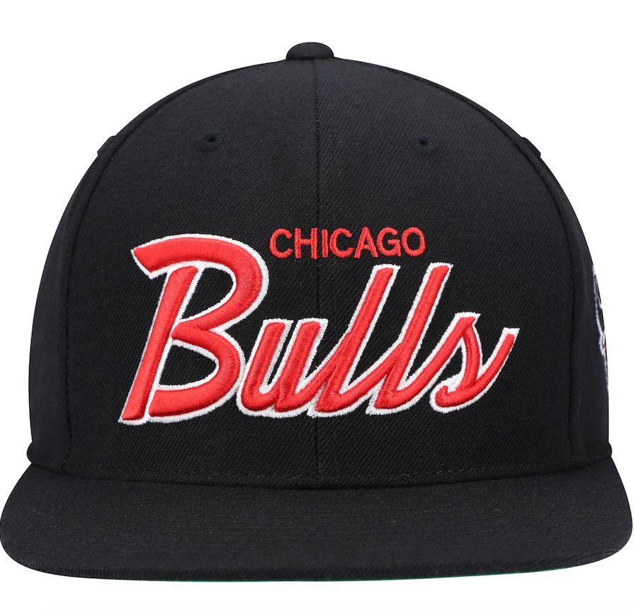 Men's Chicago Bulls Mitchell & Ness Black Hardwood Classics Foundation Script Snapback Hat