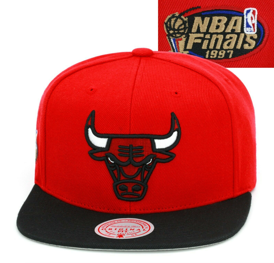 Chicago Bulls 1997 NBA Finals Side Patch 2 Tone Red/ Black Mitchell & Ness Snapback Hat