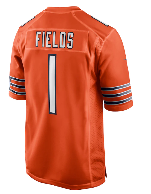 Chicago Bears Justin Fields Mens Nike Orange Replica Game Jersey