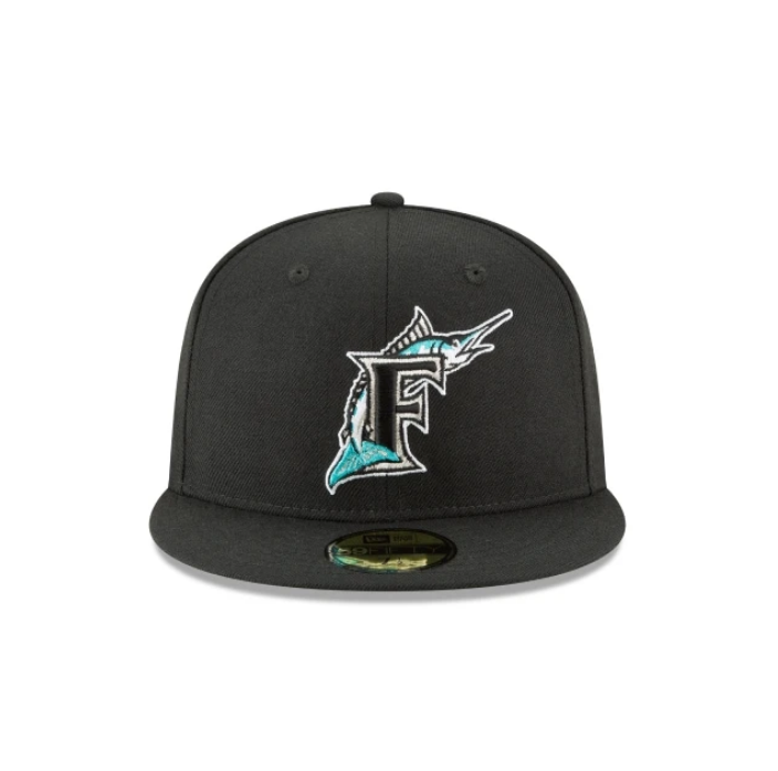 Men's Florida Marlins New Era Black Cooperstown Collection Wool 59FIFTY Fitted Hat