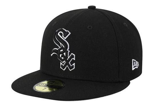 Men's New Era Chicago White Sox B-Dub 59Fifty Black Fitted Hat