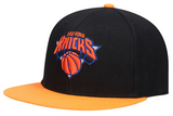Men's New York Knicks Mitchell & Ness Hardwood Classics Reload 2.0 Snapback Adjustable Hat - Black/Orange - Pro Jersey Sports