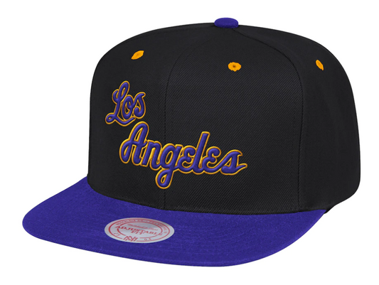 Men's Mitchell & Ness Purple/Black Los Angeles Lakers Hardwood Classics Reload 2.0 Snapback Adjustable Hat