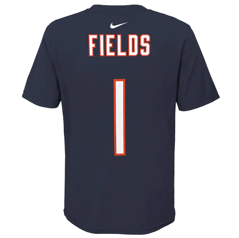 Youth Chicago Bears Justin Fields Nike Navy Player Pride Name & Number Performance T-Shirt