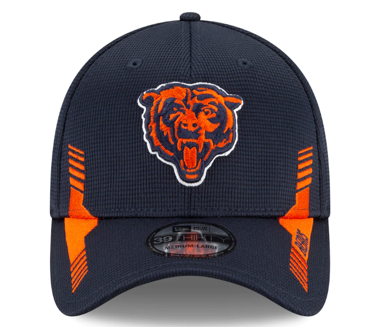 Men's Chicago Bears New Era Navy 2021 NFL Sideline Home 39THIRTY Flex Hat In Stock