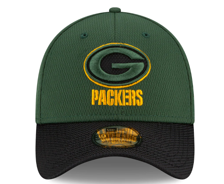 Men's Green Bay Packers New Era Green/Black 2021 NFL Sideline Road 39THIRTY Flex Hat - Pro Jersey Sports