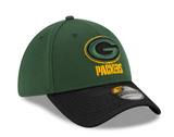 Men's Green Bay Packers New Era Green/Black 2021 NFL Sideline Road 39THIRTY Flex Hat - Pro Jersey Sports