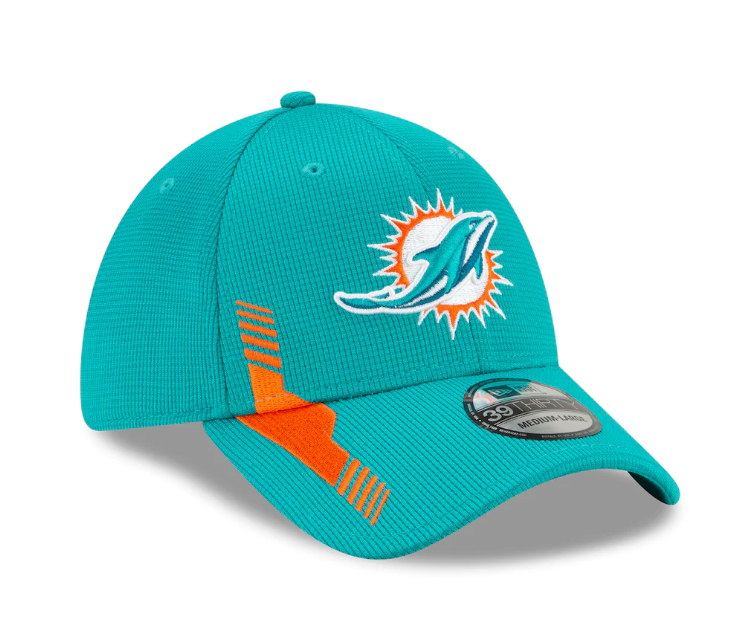 Men's Miami Dolphins New Era Aqua 2021 NFL Sideline Home 39THIRTY Flex Hat - Pro Jersey Sports