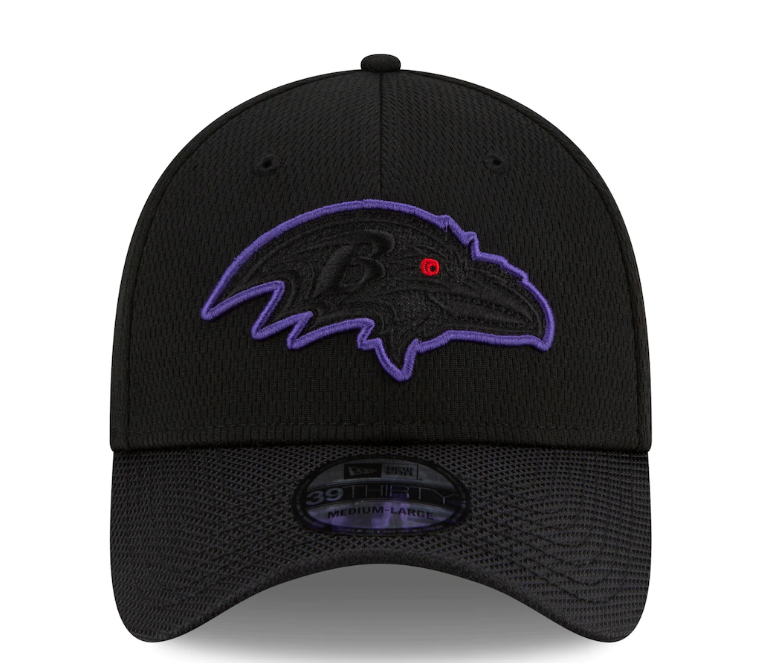 Men's Baltimore Ravens New Era Black 2021 NFL Sideline Road 39THIRTY Flex Hat - Pro Jersey Sports