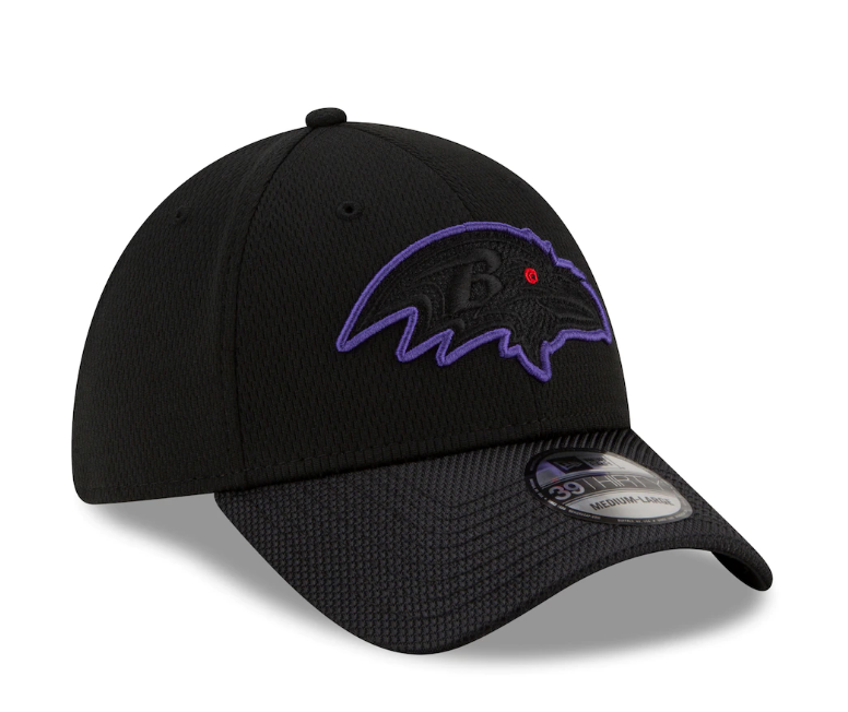 Men's Baltimore Ravens New Era Black 2021 NFL Sideline Road 39THIRTY Flex Hat - Pro Jersey Sports