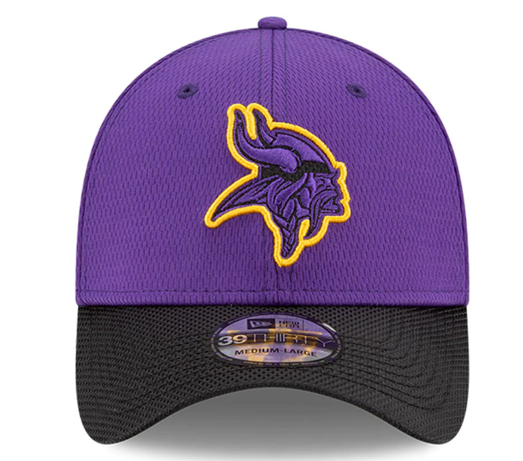 Men's Minnesota Vikings New Era Purple/Black 2021 NFL Sideline Road 39THIRTY Flex Hat - Pro Jersey Sports