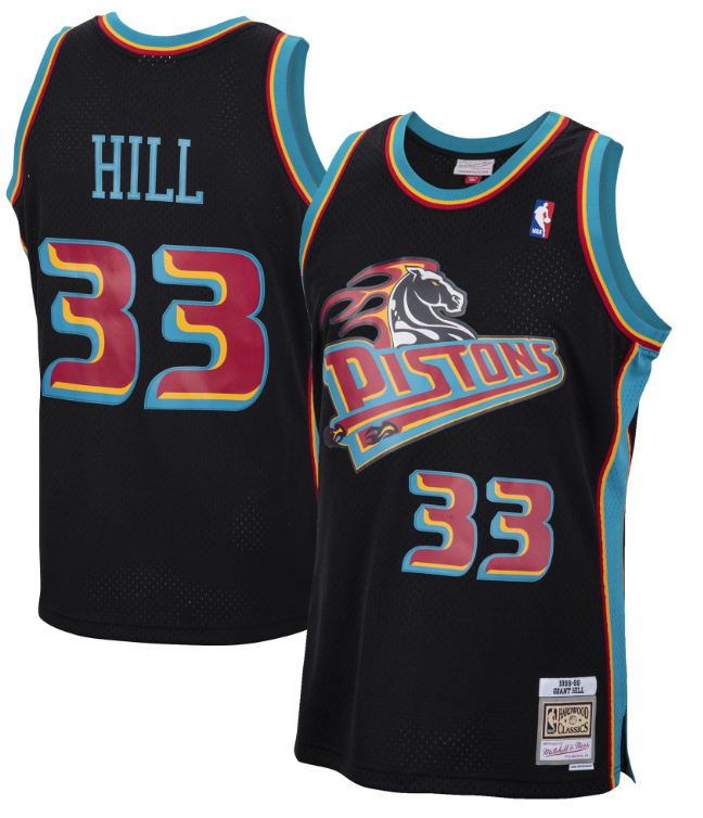 Men's Detroit Pistons Grant Hill Mitchell & Ness Hardwood Classics Reload 2.0 Swingman Jersey - Black