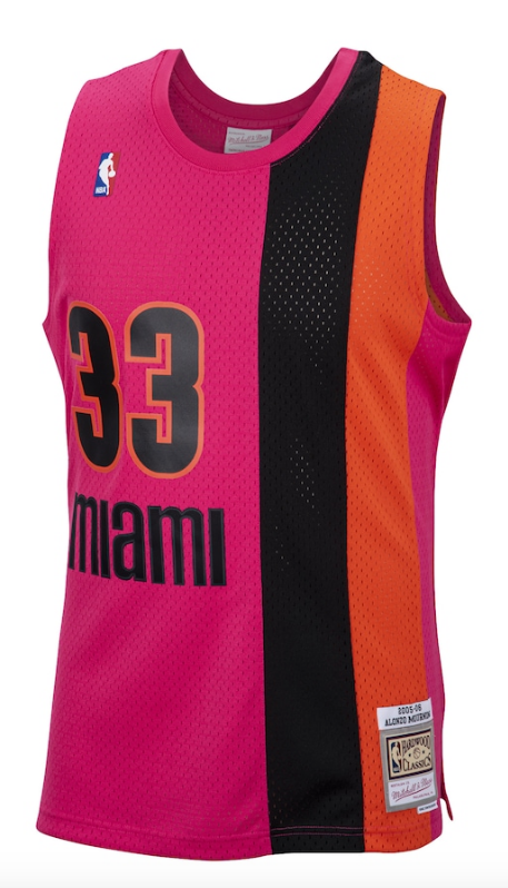Men's Miami Heat Alonzo Mourning Mitchell & Ness Hardwood Classics Reload 2.0 Swingman Jersey - Pink