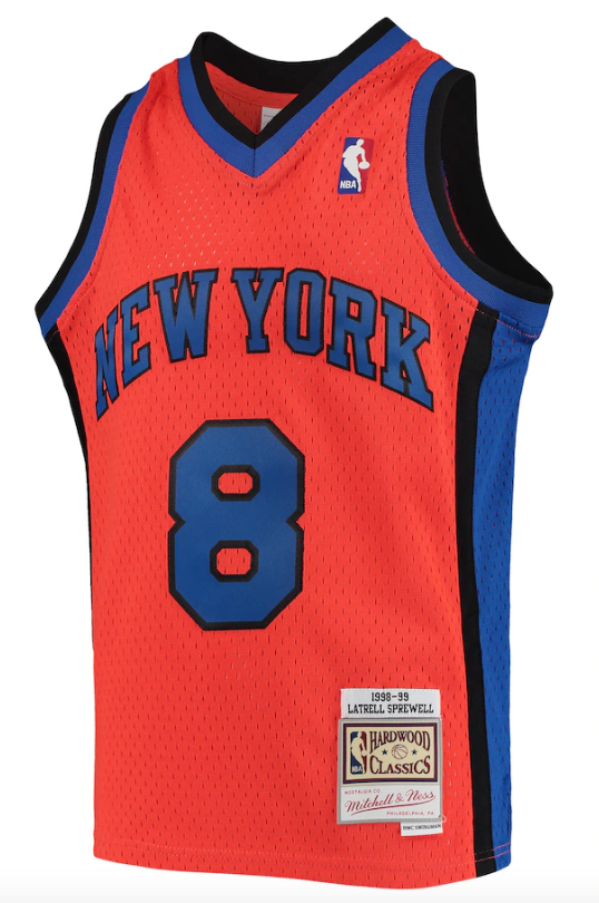 Men's Latrell Sprewell New York Knicks Mitchell & Ness 1998-99 Hardwood Classics Reload Jersey – Orange