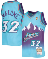 Men's Karl Malone Utah Jazz Mitchell & Ness 1996-97 Hardwood Classics Reload Jersey – Light Blue - Pro Jersey Sports