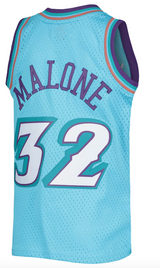 Men's Karl Malone Utah Jazz Mitchell & Ness 1996-97 Hardwood Classics Reload Jersey – Light Blue - Pro Jersey Sports