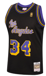 Men's Los Angeles Lakers Shaquille O'Neal Mitchell & Ness Black 1996-97 Hardwood Classics Reload Swingman Jersey-Black - Pro Jersey Sports