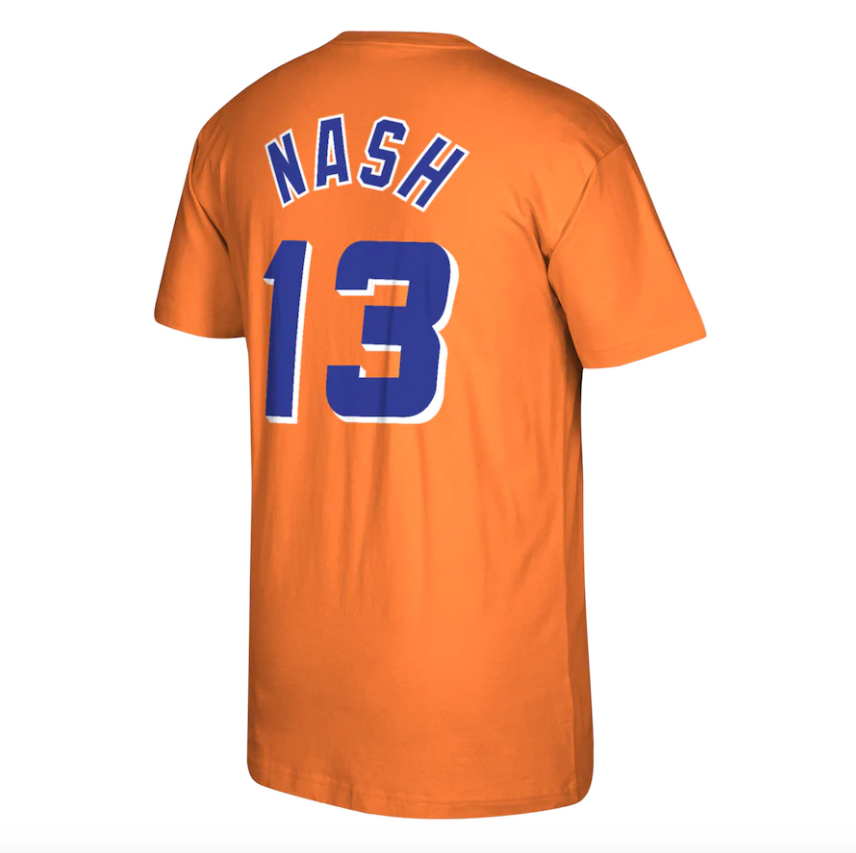 Men's Mitchell & Ness Steve Nash Orange Phoenix Suns Reload 2.0 Name & Number T-Shirt