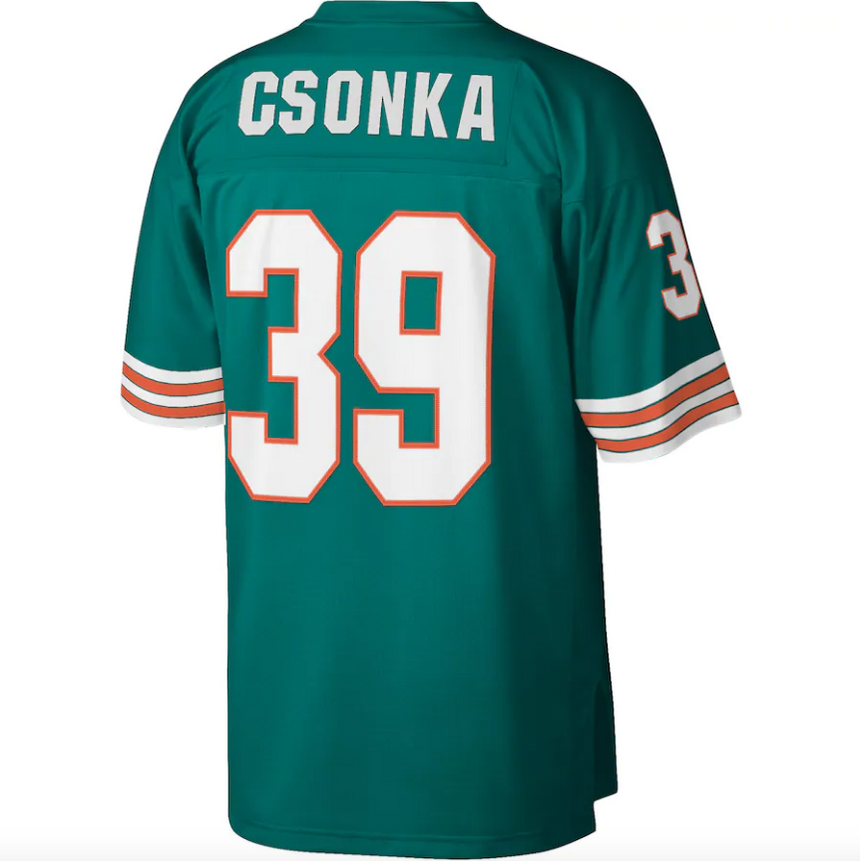 Larry Csonka Miami Dolphins Mitchell & Ness Legacy Replica Jersey - Aqua - Pro Jersey Sports